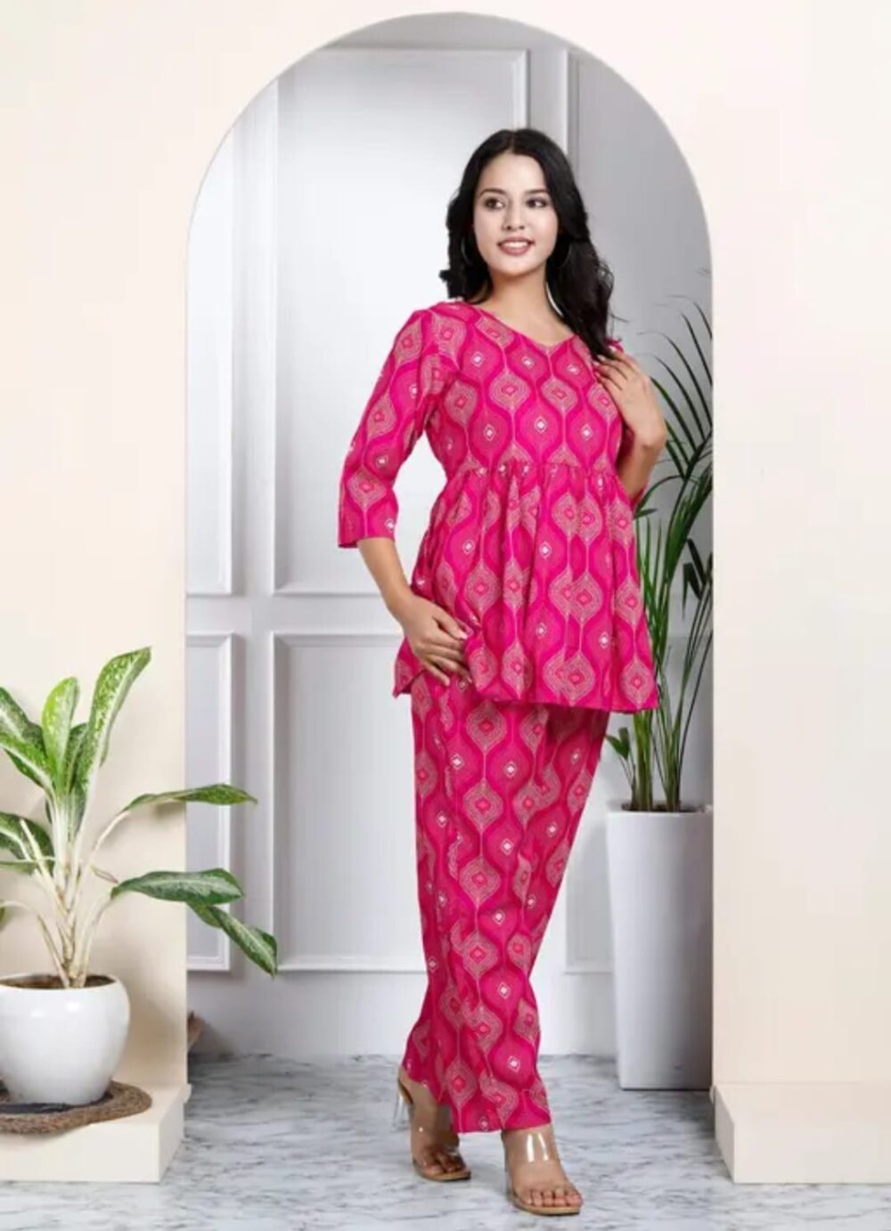 Women's Elegant Pure Cotton Frock Set with Pants - Image 8