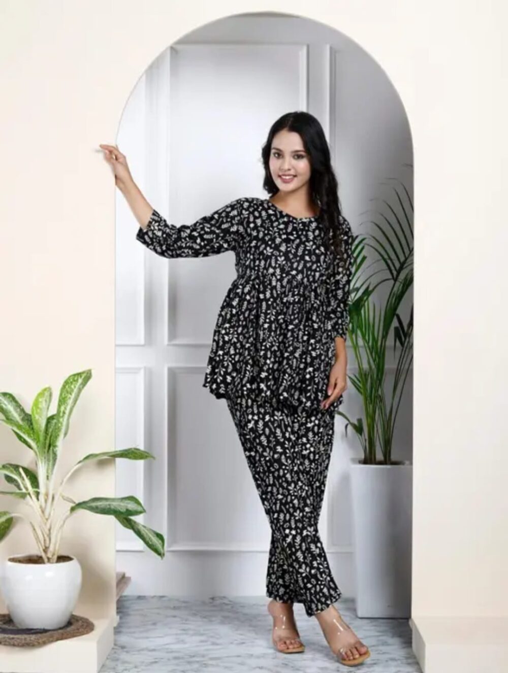 Women's Elegant Pure Cotton Frock Set with Pants - Image 10