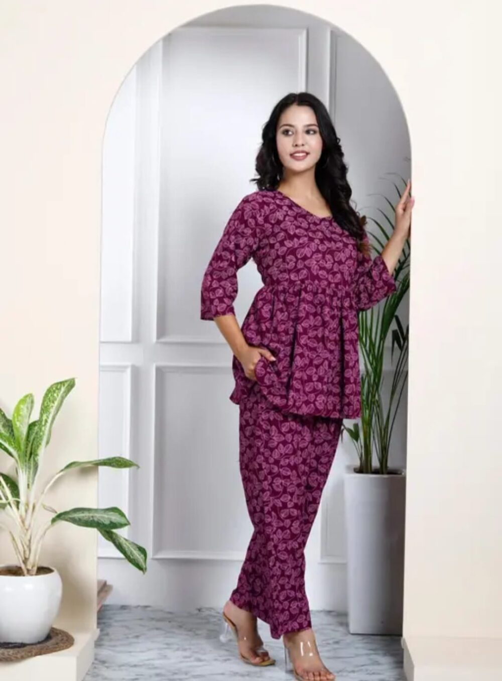 Women's Elegant Pure Cotton Frock Set with Pants - Image 17
