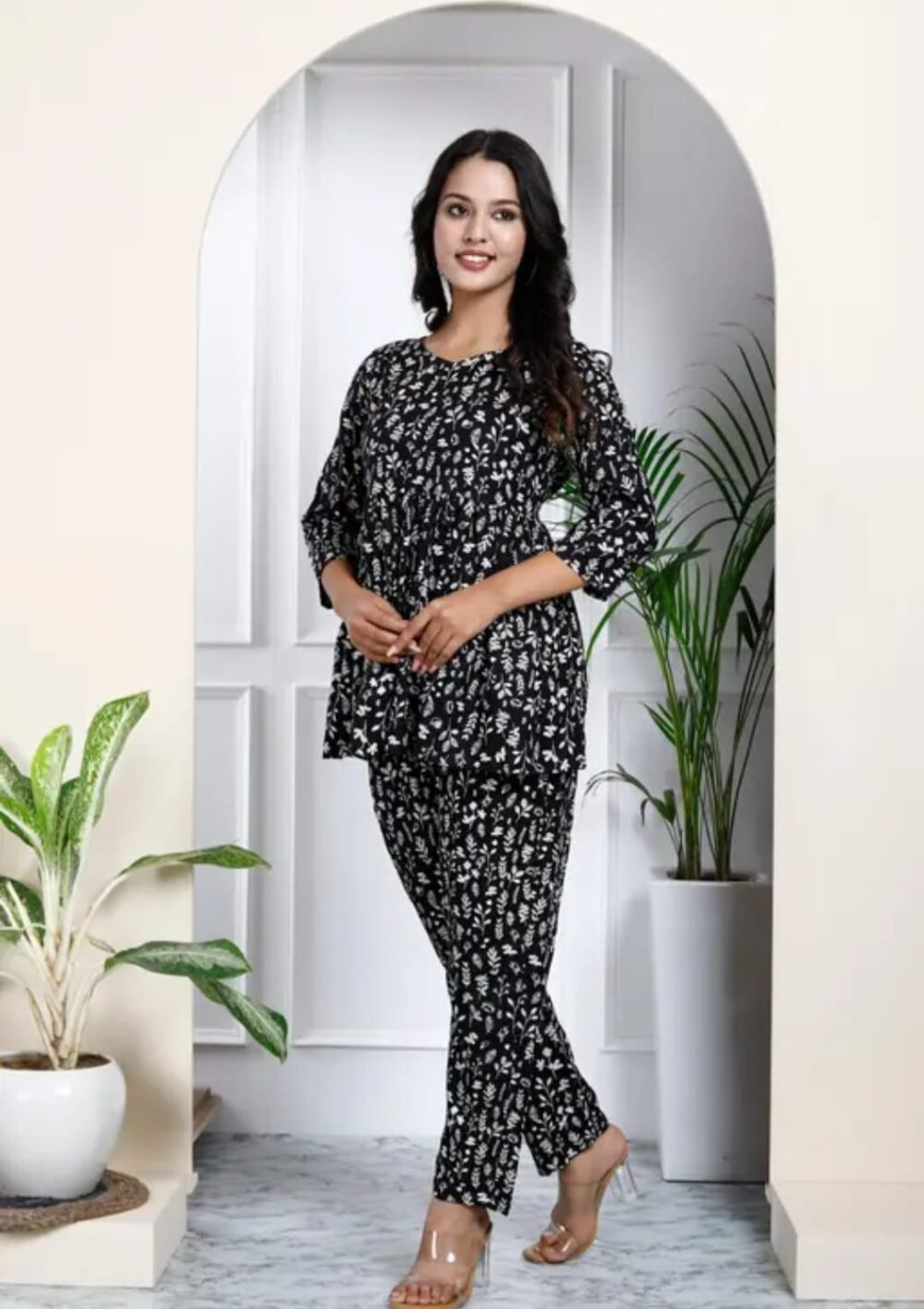 Women's Elegant Pure Cotton Frock Set with Pants - Image 15