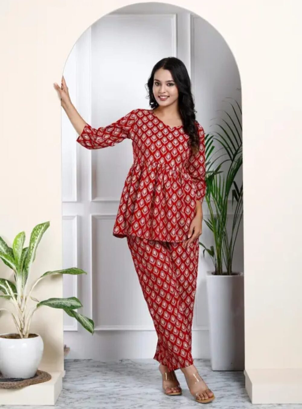 Women's Elegant Pure Cotton Frock Set with Pants - Image 14