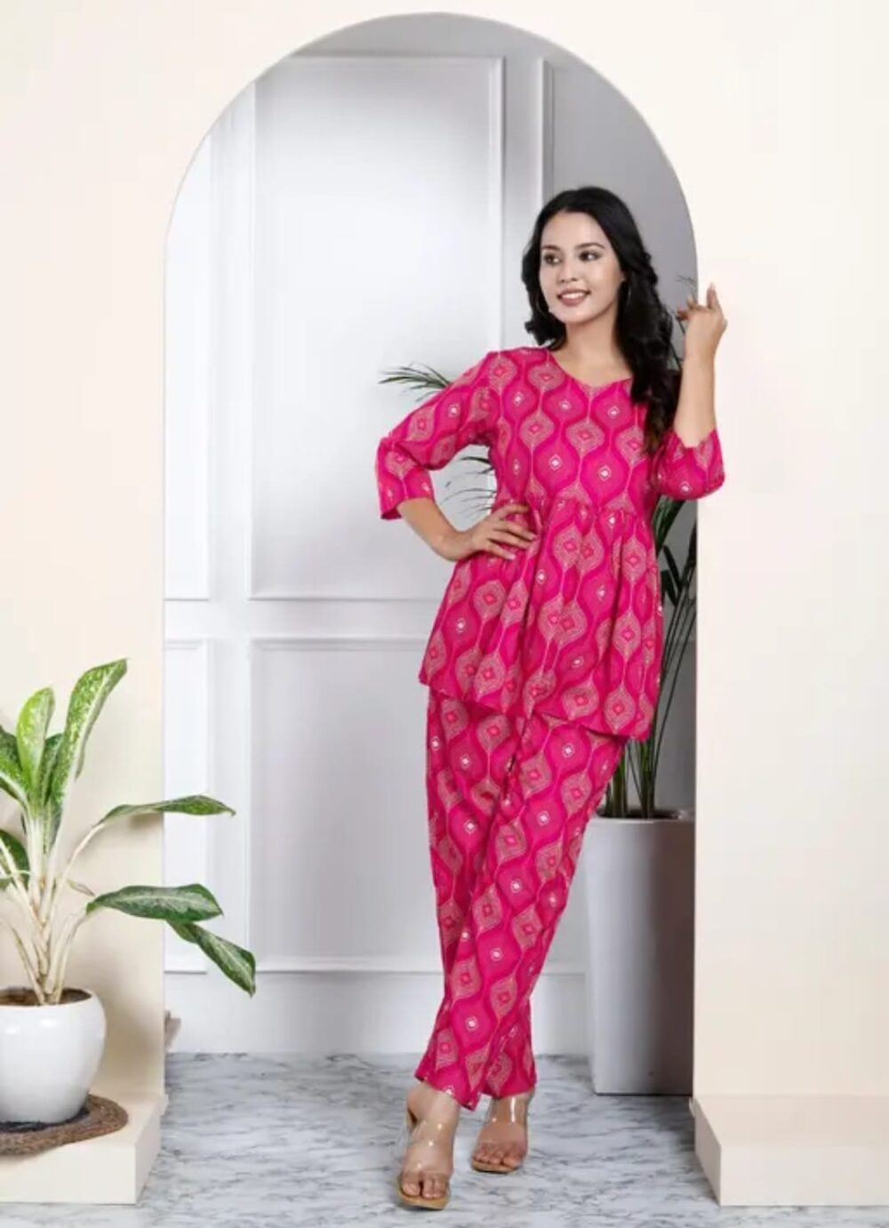Women's Elegant Pure Cotton Frock Set with Pants - Image 13